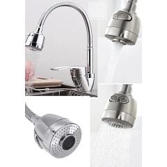 Mutfak Musluk Batarya Kuğu Evye Borusu Spiral Hortumlu Krom