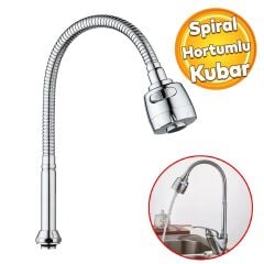 Mutfak Musluk Batarya Kuğu Evye Borusu Spiral Hortumlu Krom