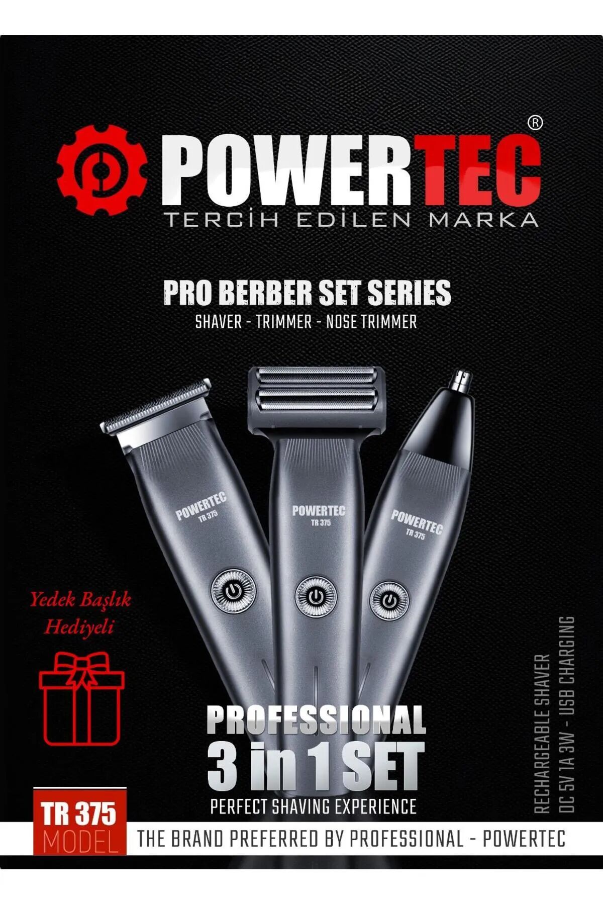 Powertec TR-375 3in1 Erkek Bakım Seti