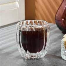 Azurra  Çift Cidarlı Çizgili Bardak - Şeffaf - 350 ml