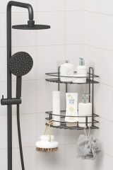 Banyo Köşe Rafı Yapışkanlı 2 Katlı