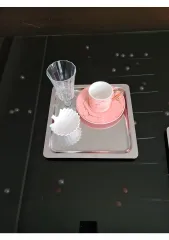 Çelik Kare Kahve Sunum Tepsisi 6'lı