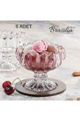 Ayaklı Lokumluk Sunumluk  Şekerlik Tatlı  Magnolia Kasesi  Cam Çerezlik Dondurmalık 105 ML 6 adet