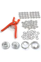 Tosyalı Home Çıt Çıt Düğme Ve Pensesi 100 Set Çıt Çıt Metal Düğme Yapma Seti