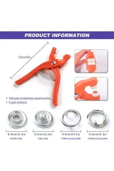 Tosyalı Home Çıt Çıt Düğme Ve Pensesi 100 Set Çıt Çıt Metal Düğme Yapma Seti