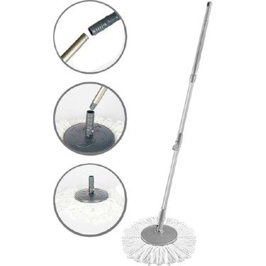 Saplı Mop Yedek Püskül Ve Döner Başlıklı Sopa Set