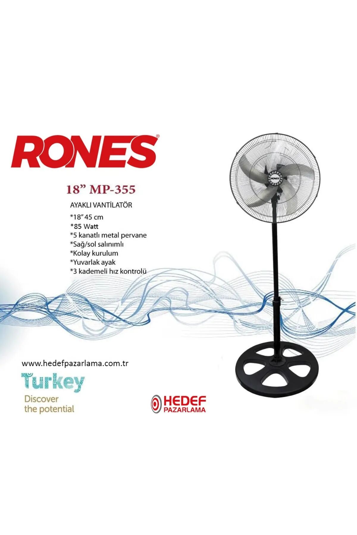 Rones 18'' MP-355 AYAKLI VANTİLATÖR
