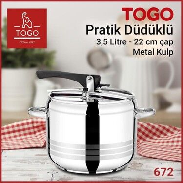 Togo 18/10 Crnı Paslanmaz Kararmaz  Düdüklü Tencere 3,5 lt