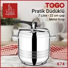 Togo 18/10 Crnı Paslanmaz Kararmaz  Düdüklü Tencere 7 lt