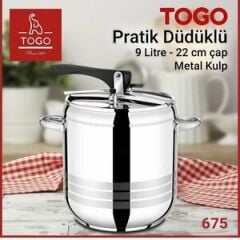 Togo 18/10 Crnı Paslanmaz Kararmaz  Düdüklü Tencere 9 lt