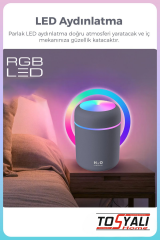 Ultrasonik Hava Nemlendirici Buhar Makinesi Ve Aroma Difüzörü Led Işıklı 300ml Hava Oda Araç