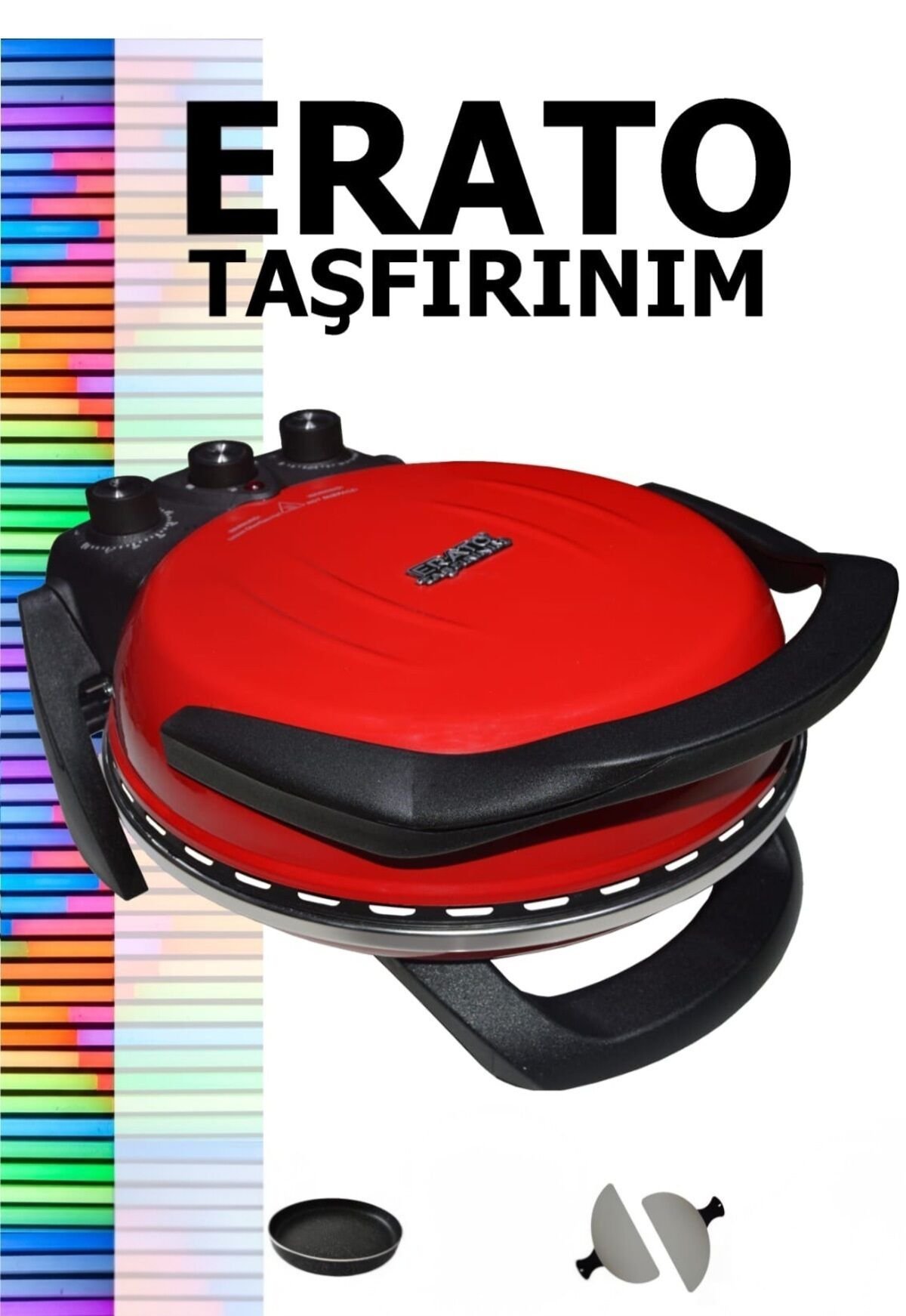 Erato Kırmızı Taşfırınım Pizza Makinesi, Lahmacun Makinesi Doğal Taş Fırın - Timer - 400 °c