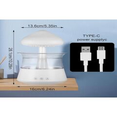 Alaska (KUMANDALI) 7 Renk Değiştiren Yağmur Bulutu Hava Nemlendirici Mantar Buhar Makinesi Difüzör