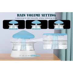 Alaska (KUMANDALI) 7 Renk Değiştiren Yağmur Bulutu Hava Nemlendirici Mantar Buhar Makinesi Difüzör