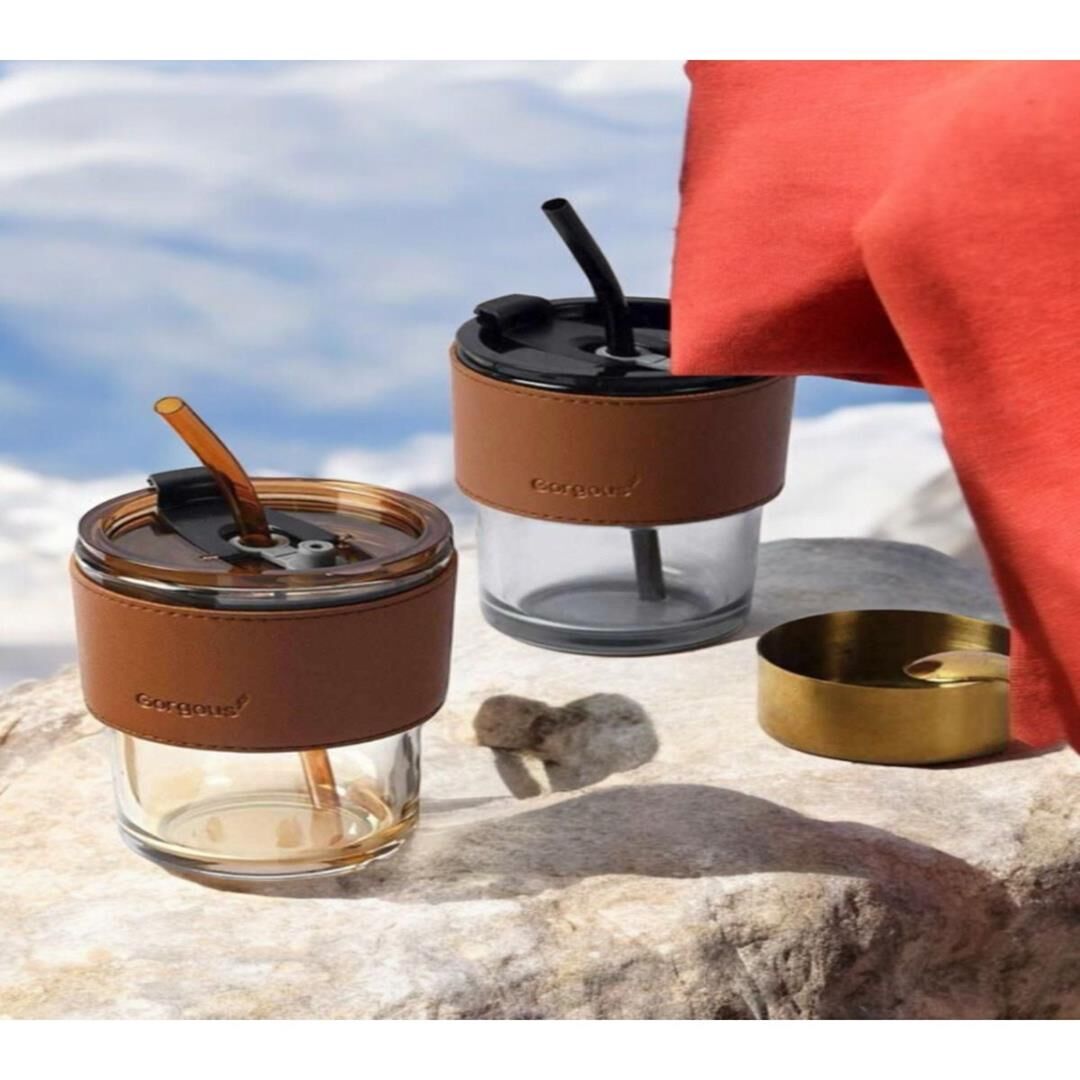 Tosyalı Home DERİLİ KAPAKLI CAM KUPA 400 ML