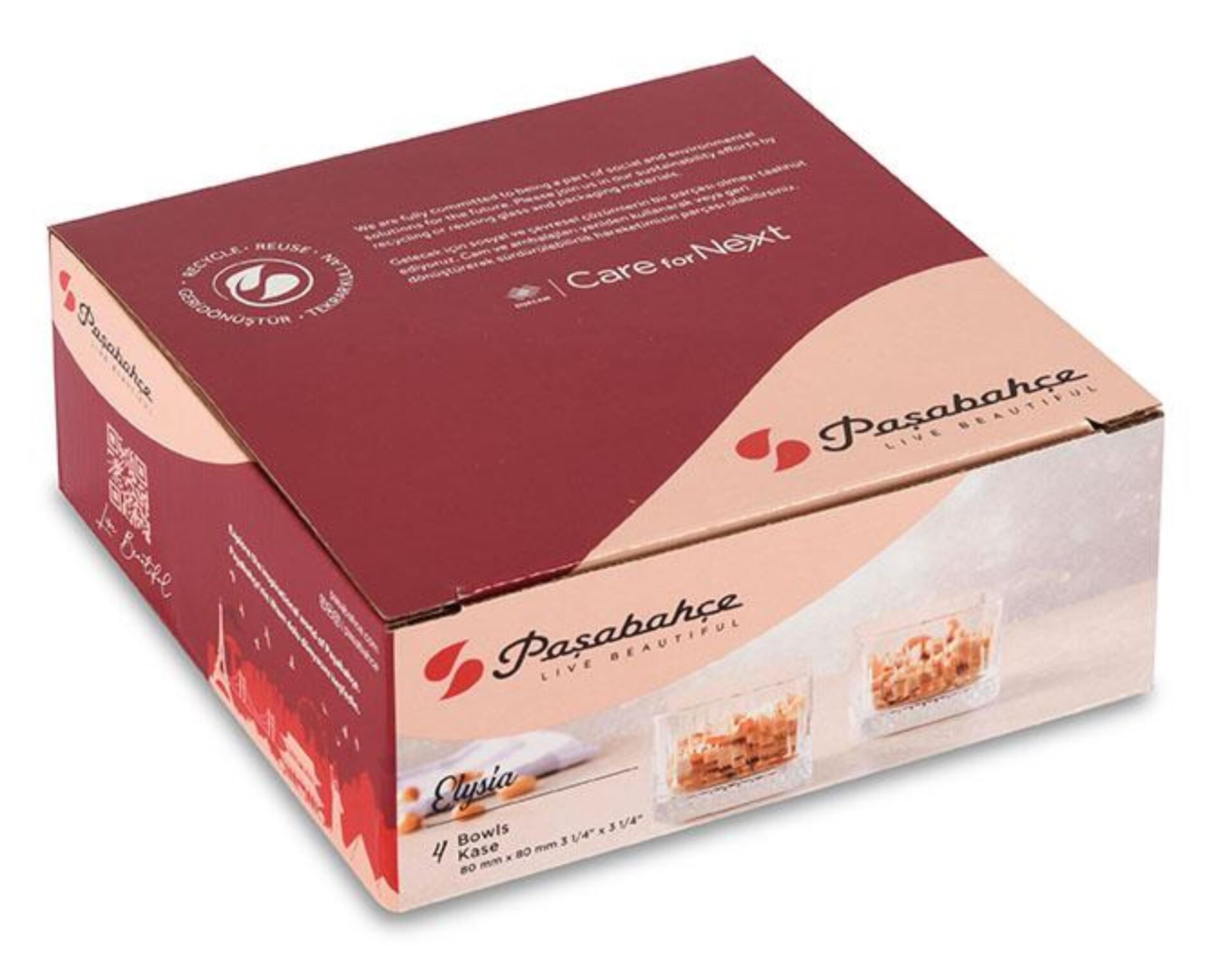 Paşabahçe 530138 Elysia Kare Kase 4'lü